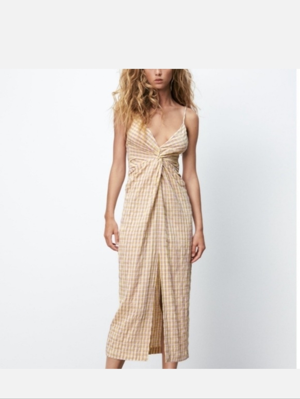 Zara Gingham Midi Dress Size Small